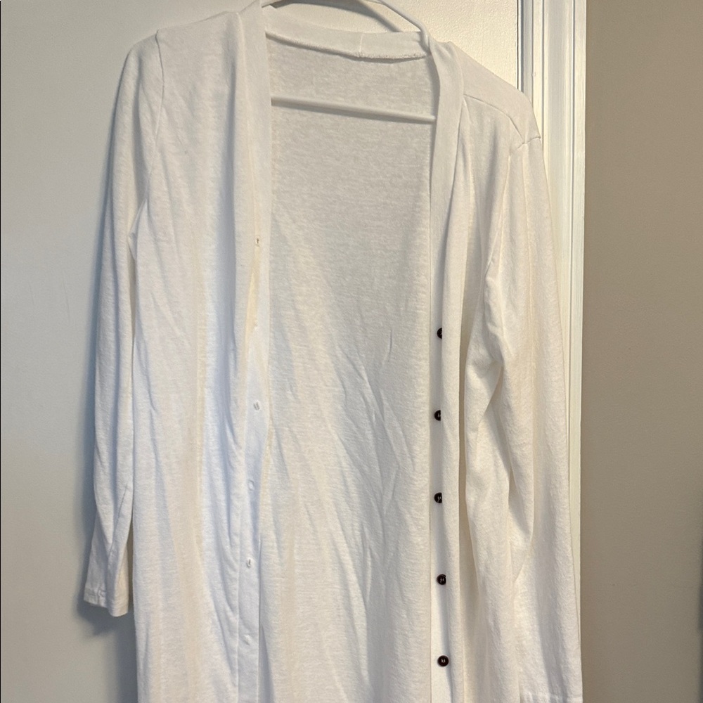 White Button-Down Cardigan